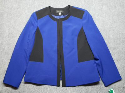 Black Label By Evan Picone Blazer Jacket Womens 16 Midnight Blue Black New