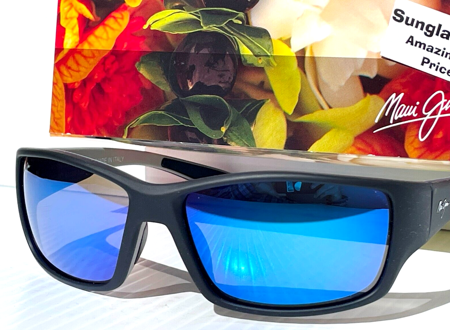 Pre-owned Maui Jim Local Kine Soft Black Polarized Blue Glass Sunglass B810-53b