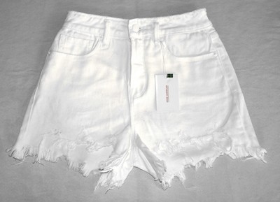 B0 NWT GOOD AMERICAN The Bombshell White Distressed Frayed Hem Shorts Size 0/25