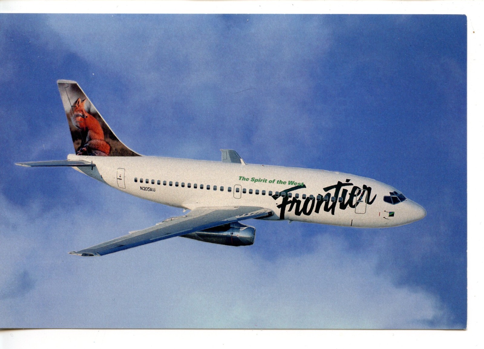 Frontier Airlines-Fox-B737 200 Jet Airplane-Vintage 1994