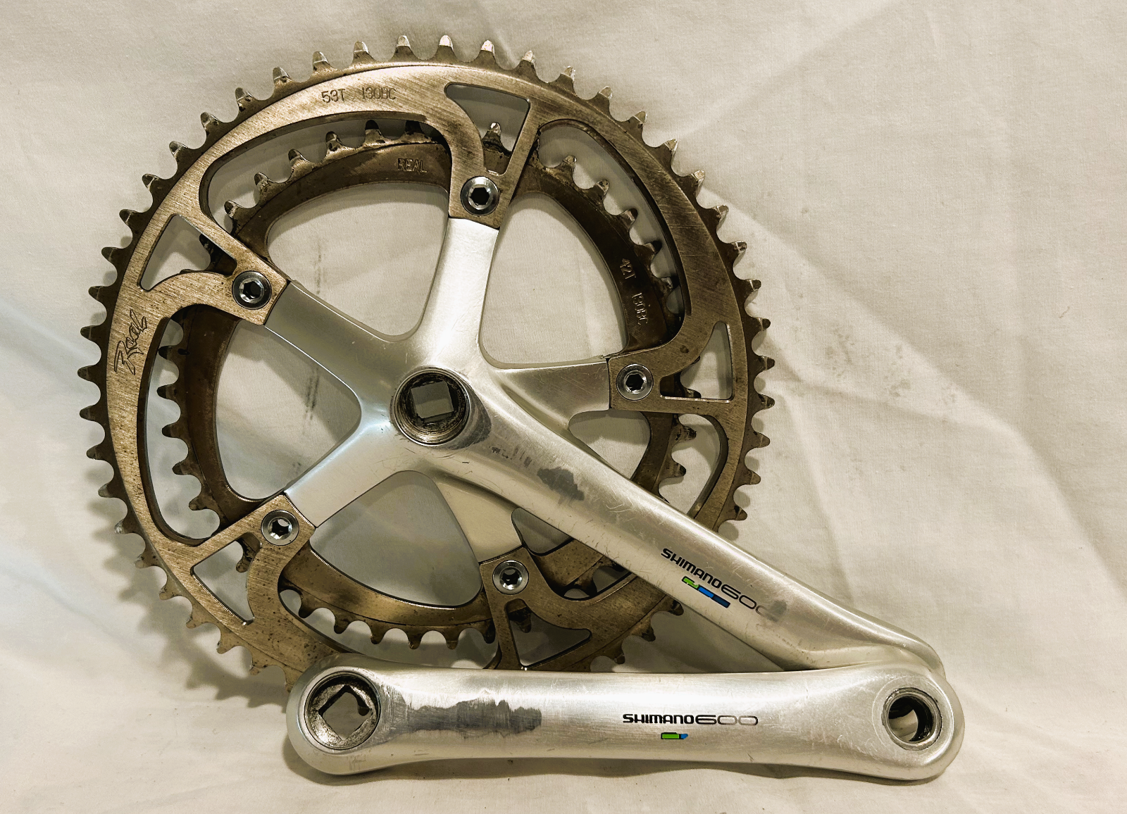 Vintage Shimano 600 double crankset FC-6400 road tour bike