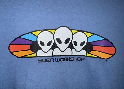 Alien Workshop - Short Sleeve Tshirt Slate Blue XL AWS Skateboarding Good Condit