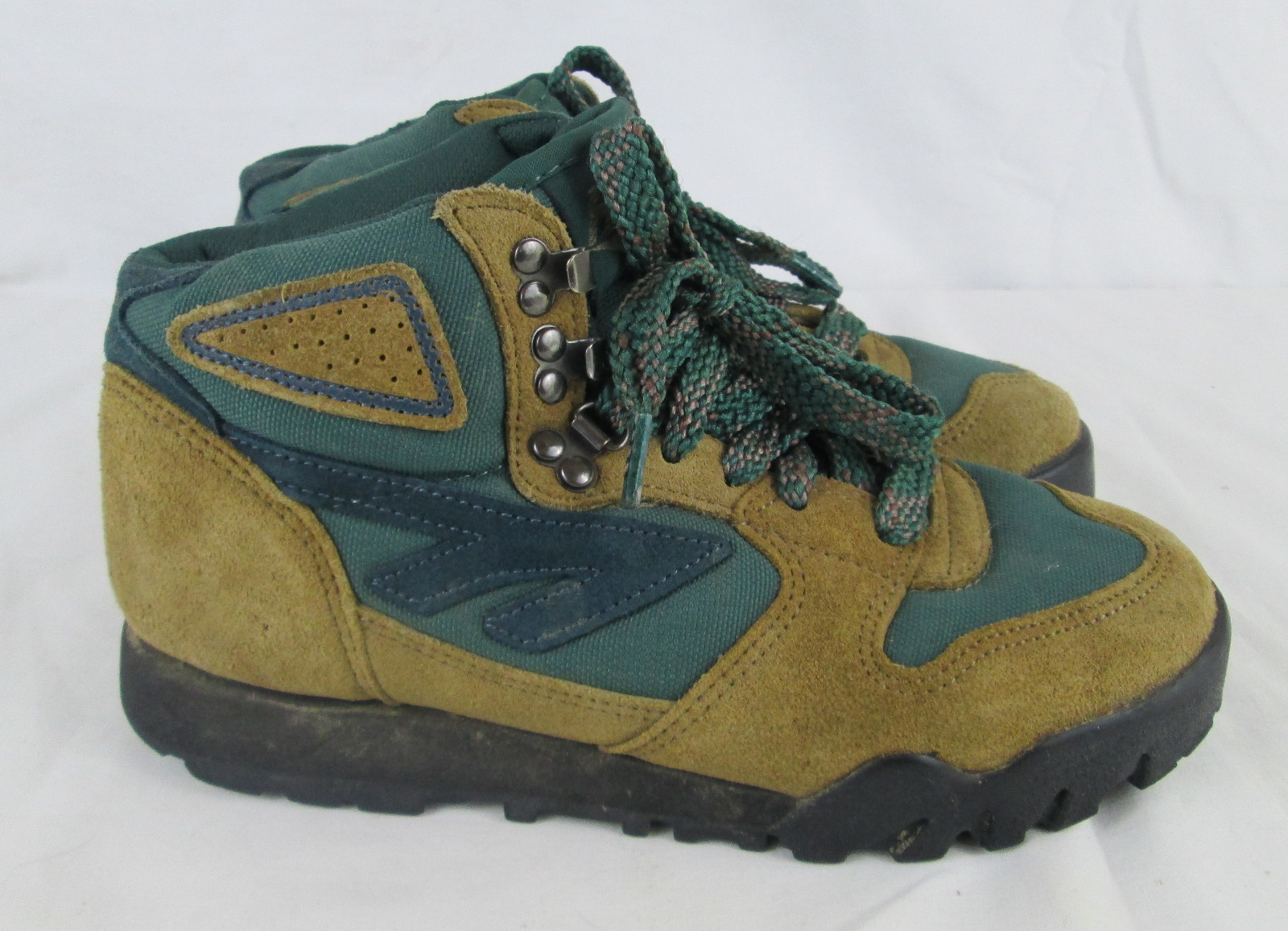 Vintage Hiking Boots Retro Womens Hi-Tec Lady Lite II Brown Green Leather 7.5