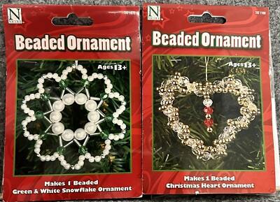 Nichole Lot Of 2 Holiday Ornaments Christmas Craft Counted Bead Kits