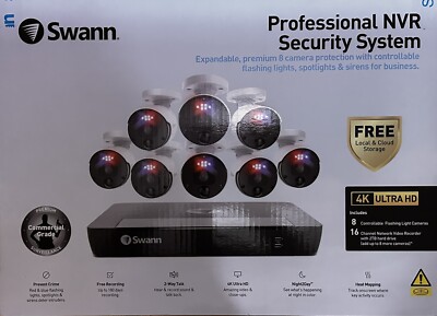 Swann Professional Enforcer NVR Security System 8-Camera 16-Channel 4K 2TB HD