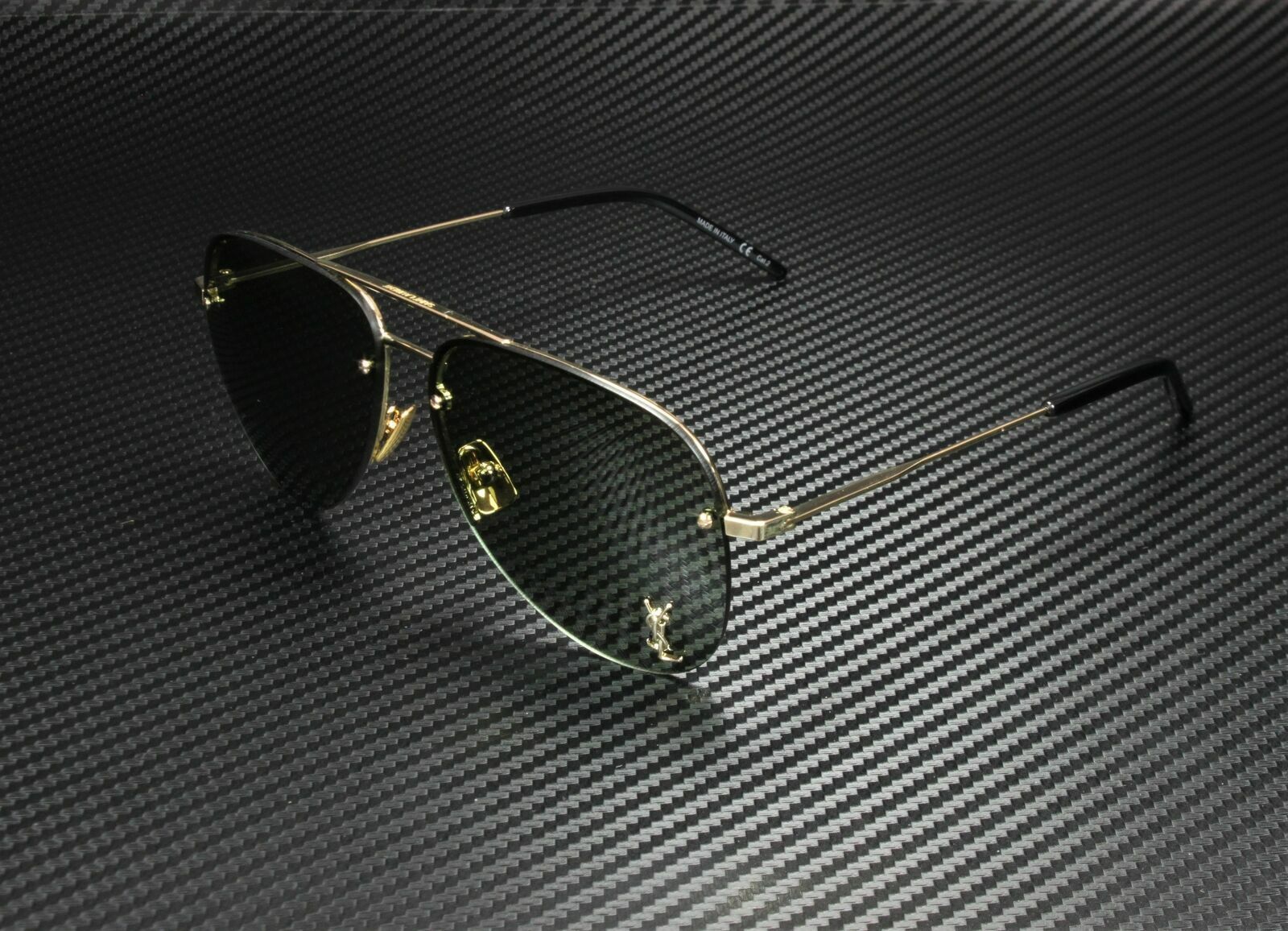 Pre-owned Saint Laurent Classic 11 M 003 Gold Unisex Authentic Sunglasses 59mm In Green