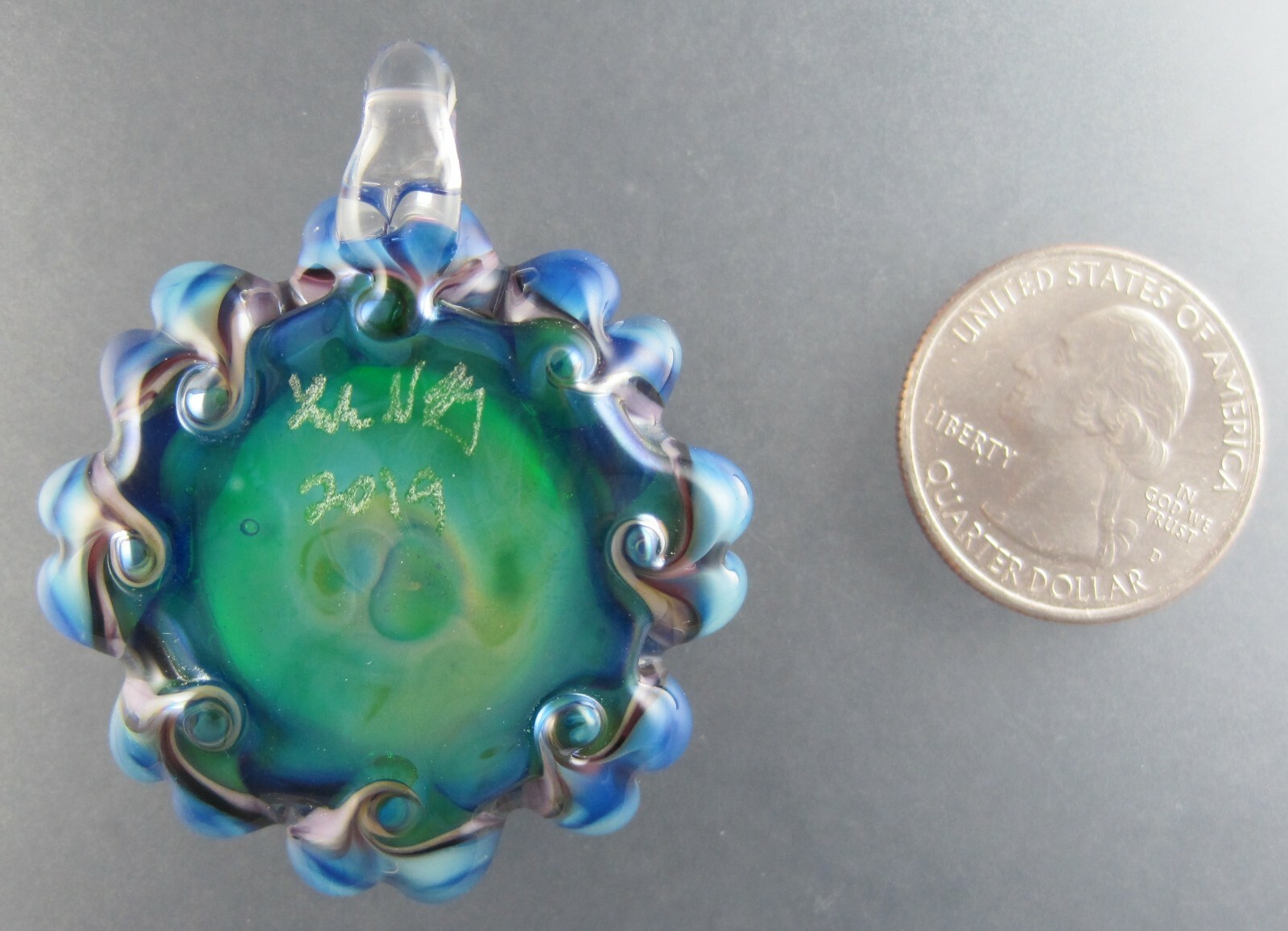 LAVENDER BLUE BLOOM Handmade Lampwork Glass Focal Pendant Leah Nietz SRA N39