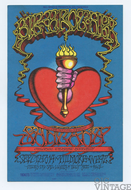 BG 136 Santana 1968 Sep 19 Bill Graham Fillmore Postcard