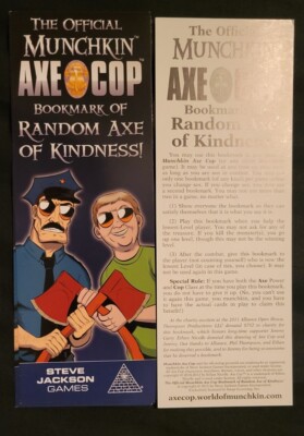 Munchkin Axe Cop Act of Random Kindness Bookmark NEW Steve Jackson Games