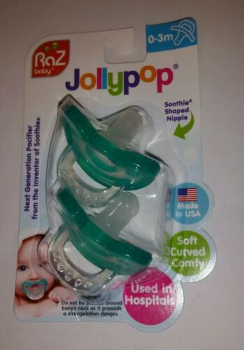 RaZbaby JollyPop Baby Pacifier, 0-3 months, Teal, 2 pacifiers ...