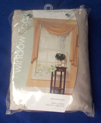 Beige Linen WINDOW SCARF VALANCE 48'' x 144 - Not Sheer