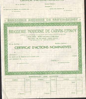 RARE => BRASSERIE MODERNE DE CARVIN-EPINOY (PAS-DE-CALAIS 62) (P)