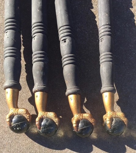 4 Antique Cast Iron Eagle Claw Feet Glass Ball For Furniture 6