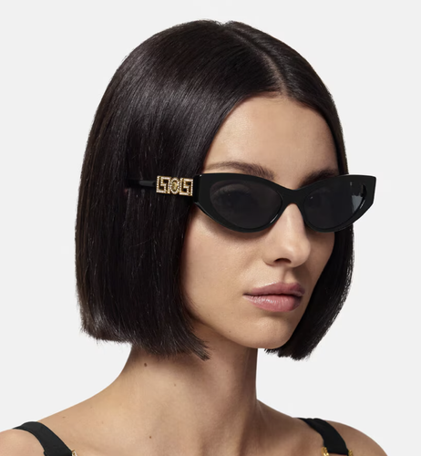 Pre-owned Versace 0ve4470b-gb1/87 Black Sunglasses In Gray