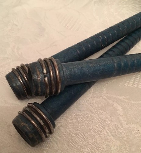 Set Of 3 Vintage Spindle Spools Blue 8 1/2 X 1