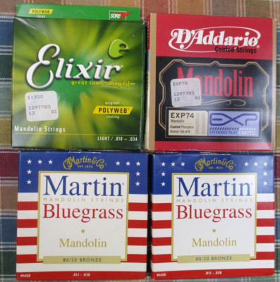 4 Packs of Martin Bluegrass Mandolin Strings, 80/20 Bronze      #7341