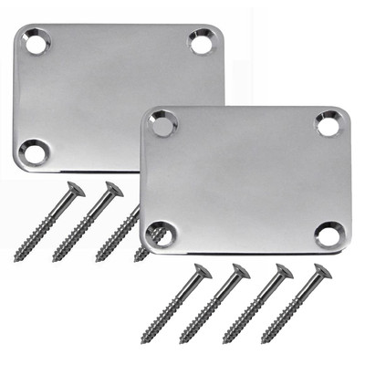 2Pcs Metal Guitar Neck Plates Rectangle Electric Guitar Bass Neck Mounting Plate