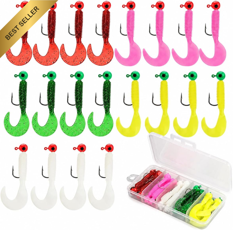 20Pcs Soft Swimbait Lures Set - 3.5G Artificial Plastic Fishing Baits with Tail