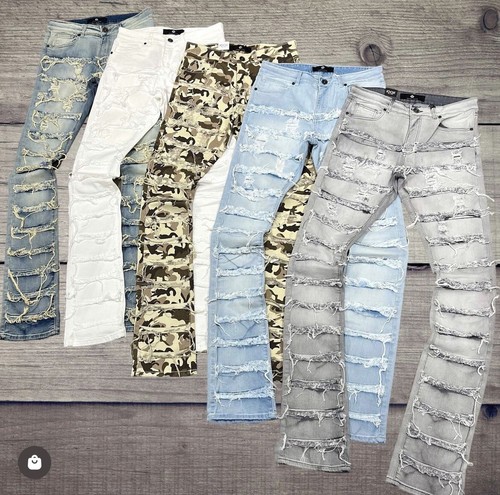 パンツ R3BEL DENIM STACKED PANTS R3BEL Ripped Color Washed Stacked Jeans – K MOMO