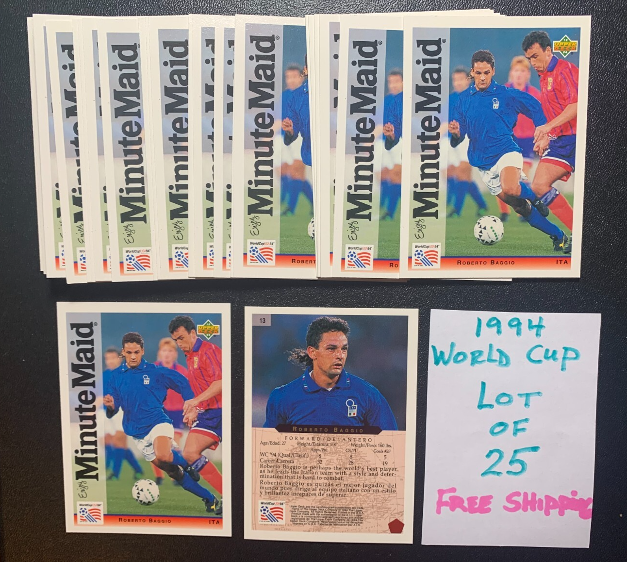 ROBERTO BAGGIO 2500枚限定カード ROBERTO BAGGIO 1994 UPPER DECK WORLD CUP HEROES ALL STARS