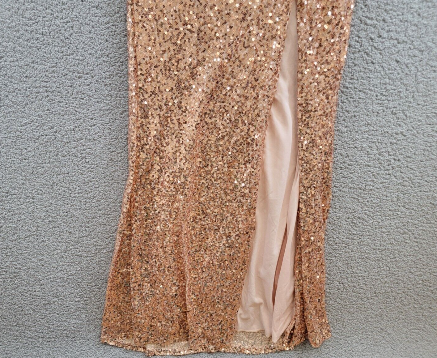 Emerald Sundae 2-Pc. Sequined Halter Dress Juniors L Rose Gold Back Zip Closure - Picture 4 of 18