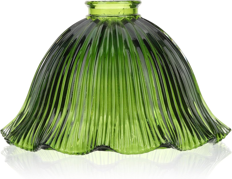 Green Lamp Shade Lily Flower Glass Lamp Shade Replacement Vinrage Floral Lampshade Light Fixture Covers for Pendant Lighting Chandelier Wall Sconce Floor Lamp Glass Shade Replacement