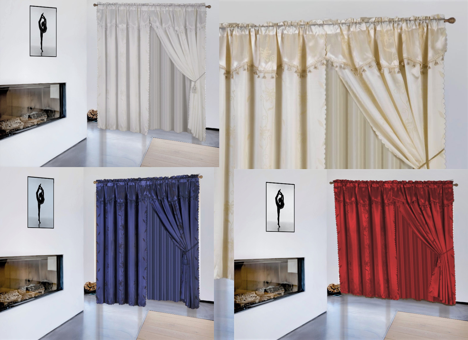 2 panel window curtain set (120" W X 84" L ) with valance and sheer backing NADA