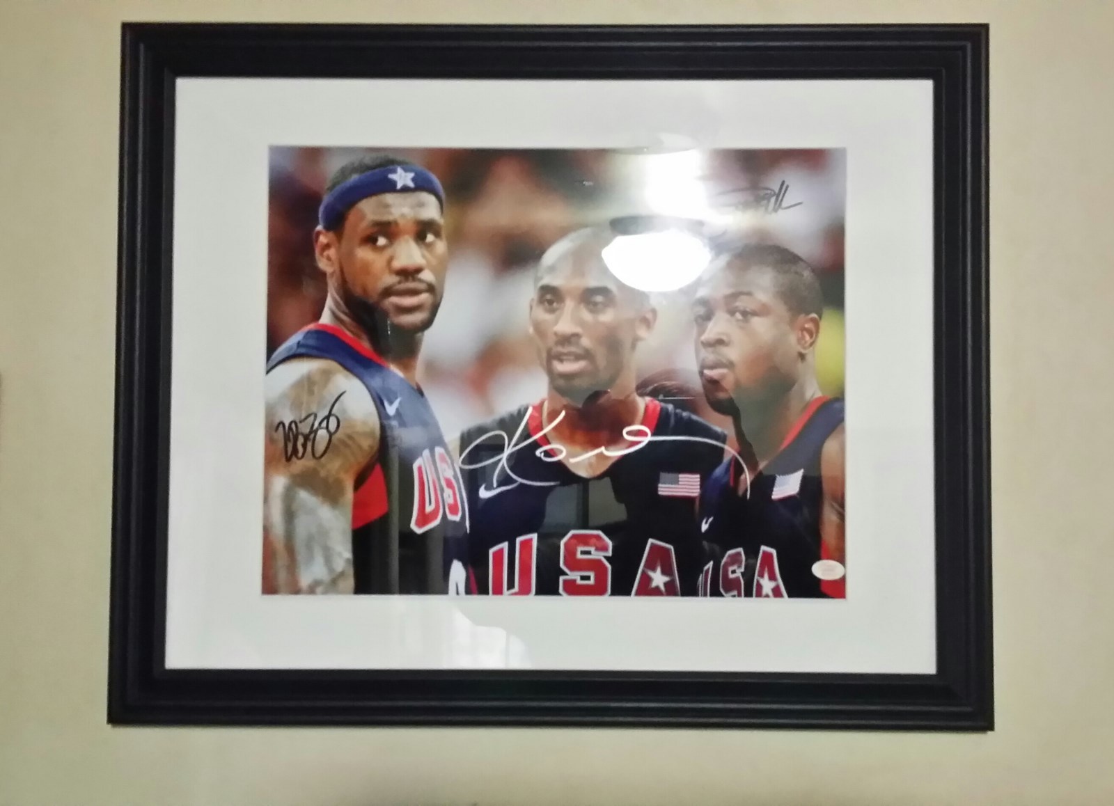 LeBron James , Kobe Bryant , Dewayne Wade Framed Autographed Picture  16