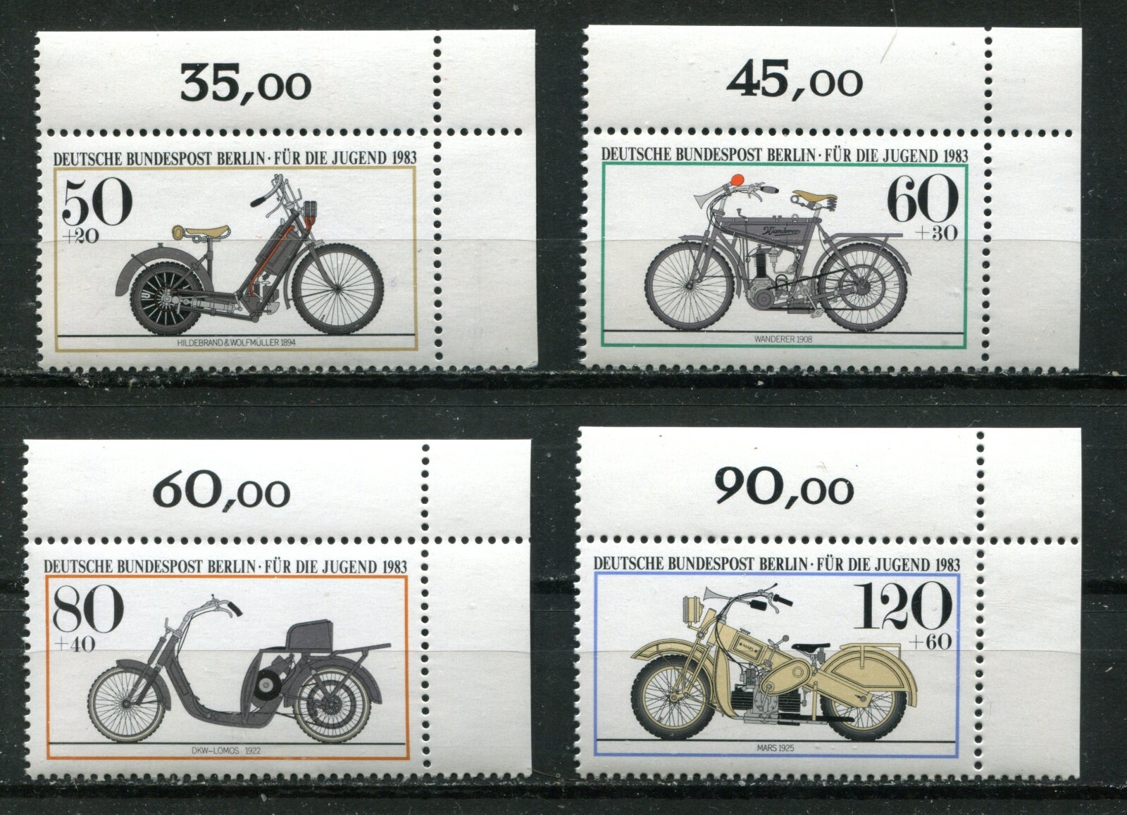 GERMANY - BERLIN 1983, HISTORIC MOTORCYCLES, Scott 9NB198-9NB201