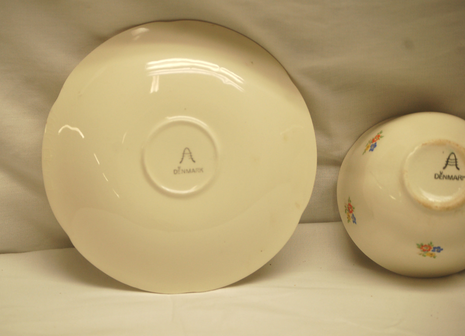 Old Vintage Cup & Saucer Set w Flower Pattern Design & Gold Trim Denmark