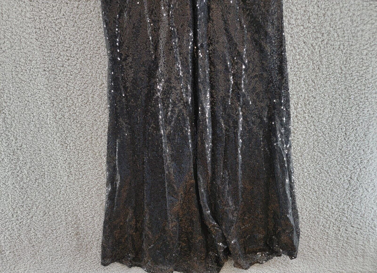 AQUA One Sleeve Sequin Gown Women's 6 Black Rosette Detail Back Zip Closure L/S - Picture 12 of 17