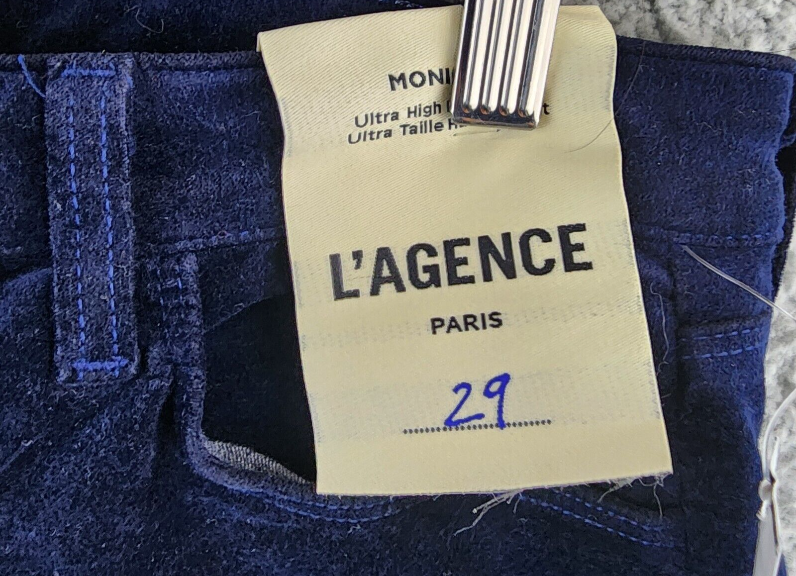 L'AGENCE Monique Ultra High Rise Skinny Jeans Women's 29 Dark Navy Pockets Zip - Picture 6 of 13