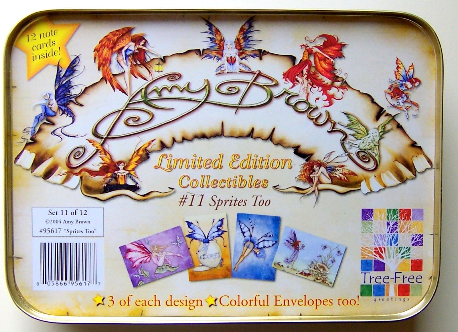 Amy Brown Fairy Faery Tin w 12 Cards & Env 2004 #95617 Sprites Too Set 11 of 12