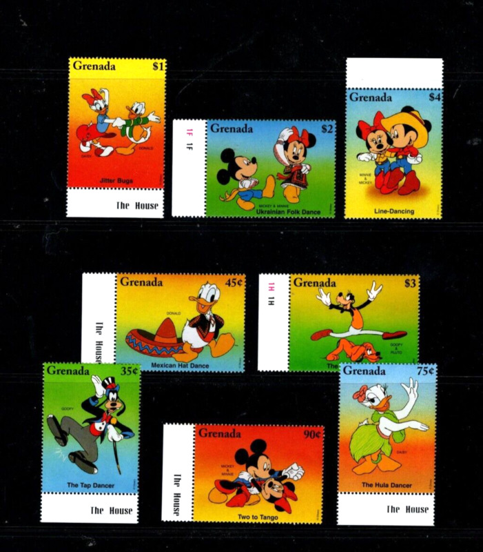 Grenada 2524-2531 Mnh Set Of Eight Disney Dancing Micky Minnie Donald Daisy
