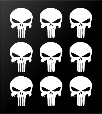 The Punisher Skull Vinyl Decals Phone Helmet Gun Mag 1'' 2'' 3'' Stickers Set of 9
