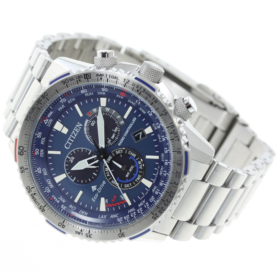 Pre-owned Citizen Promaster Sky Blue Dial Saaphire Radio Controlled Eco-drive Cb5000-50l