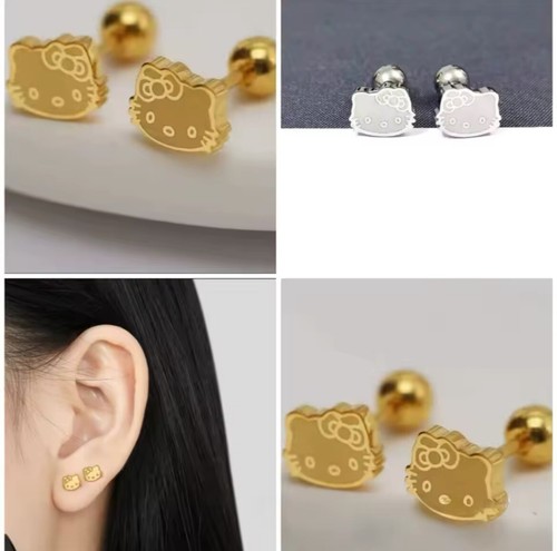 18k金 saudi gold  hello kitty earrings 18k Saudi Gold Hello Kitty earrings Female Gold Accessories