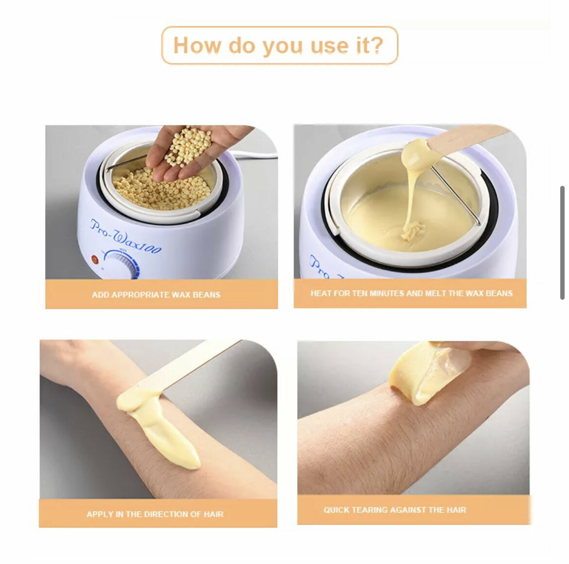 Hard Wax Beads Beans Waxing Depilatory Hair Removal Stripless 300G BAG FREE TOOL