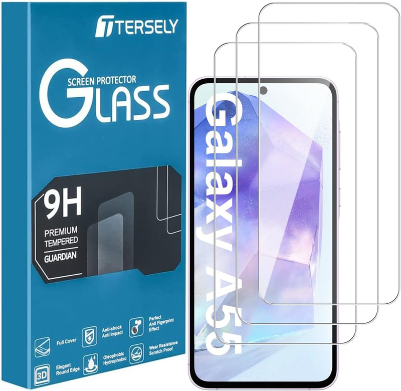 3-Pack 9H Tempered Glass Screen Protector for Samsung Galaxy A55