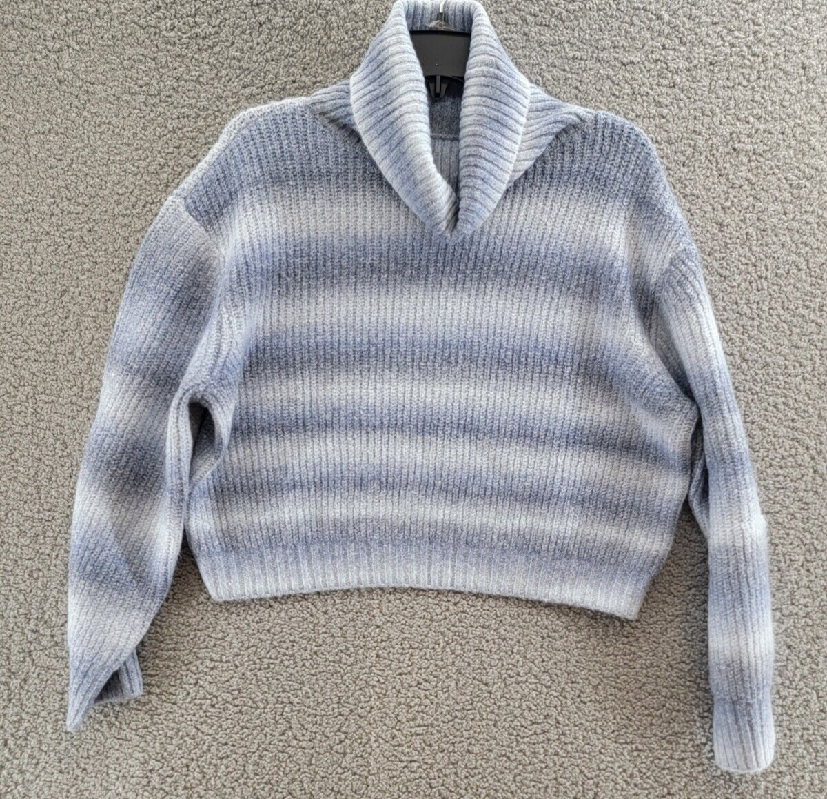 AQUA Ombre Turtleneck Sweater Women's L Blue Combo Pullover Style Long Sleeve - Picture 2 of 15
