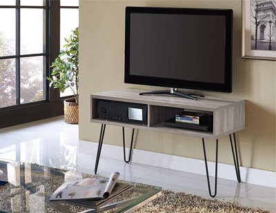 Industrial Tv Stand Rustic Wood Metal Home Living Room Table Vintage Gray