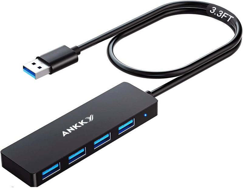 USB Hub 3.0 Splitter with 4ft Extension Long Cable Cord, 4-P