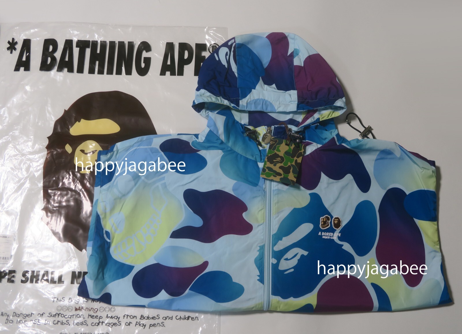 Pre-owned Bape A Bathing Ape Men's  X Bayc Season 2 Light Weight Jacket Blue 1k73140903