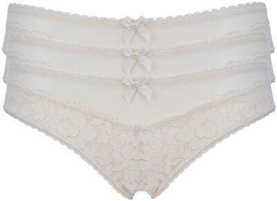 Ex-Store Multi Pack of Mesh & Lace Brazilian Knickers Cream