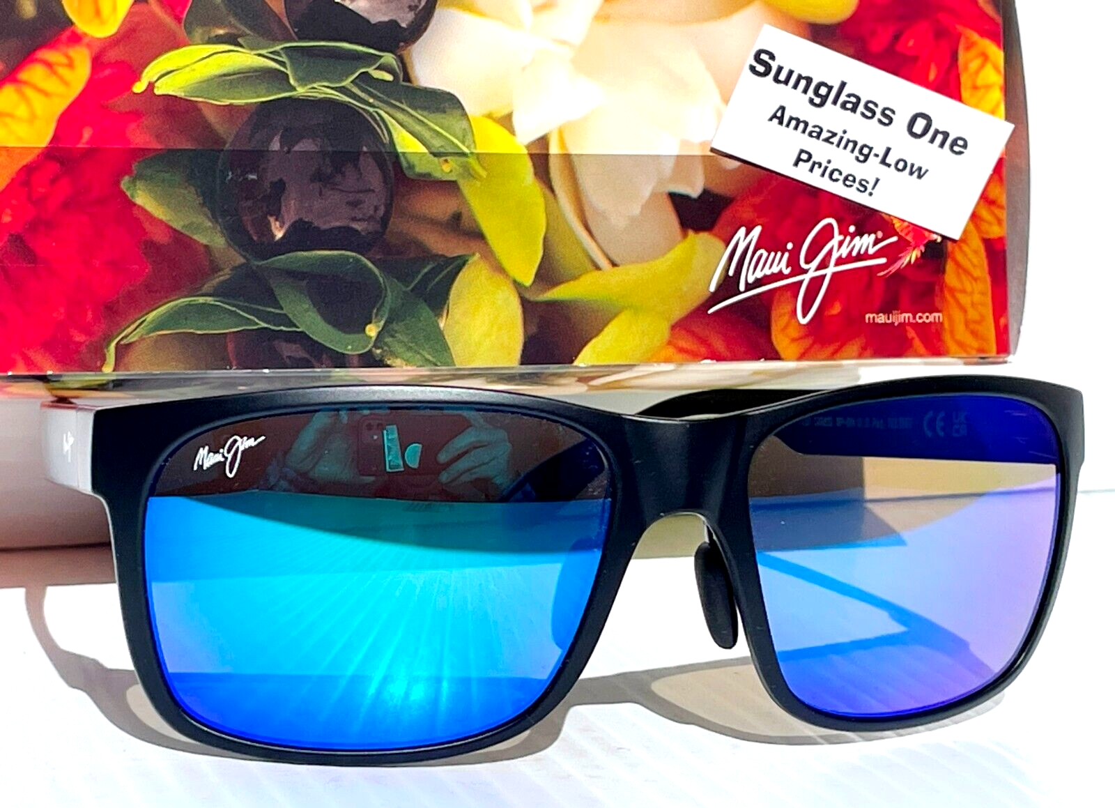 サングラス Maui Jim Maui Jim - Red Sands Blue Hawaii NEW Maui Jim RED SANDS Matte Black POLARIZED Hawaii Blue