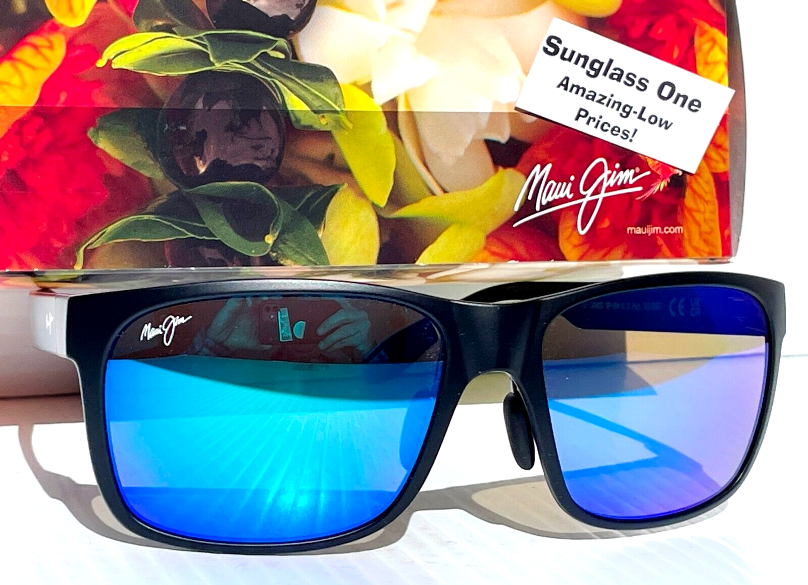 Pre-owned Maui Jim Red Sands Matte Black Polarized Hawaii Blue Lens Sunglass B432-2m