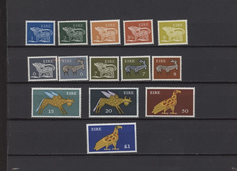 S49665 Ireland 1974/76 Mnh Animaux Symbolique Def. Sans Filigrane No Wmrk 14v