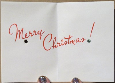 Vintage Christmas Card UNUSED MCM Pretty Winking Lady Fancy Poinsettia Dress Hat