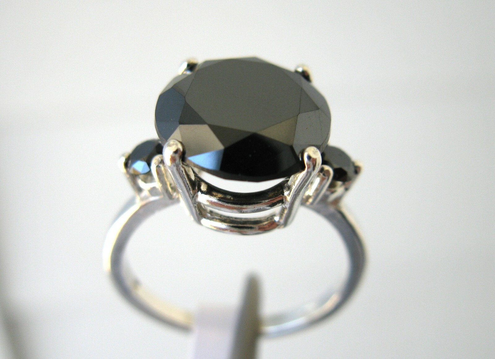 Pre-owned Real Black Diamonds Inc 3.20ctw Real Black Diamond Ring,3 Dia's,certificate,dia Tester,size 5,6,7,8,9,10