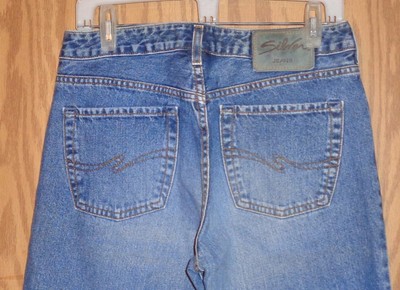WOMEN'S SILVER WIDE LEG BUTTON FLY JEANS SIZE 30 X 31